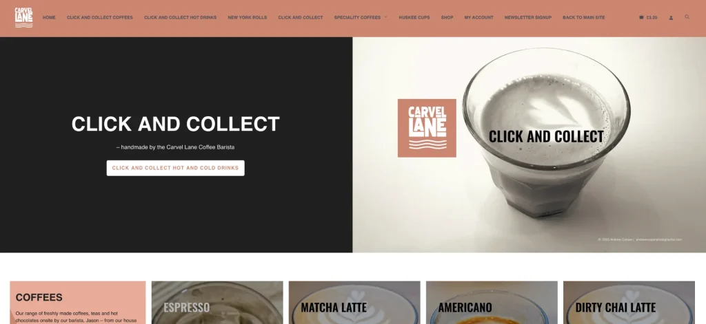 Carvel Lane Coffee shop for click and collect Cowes Isle of Wight